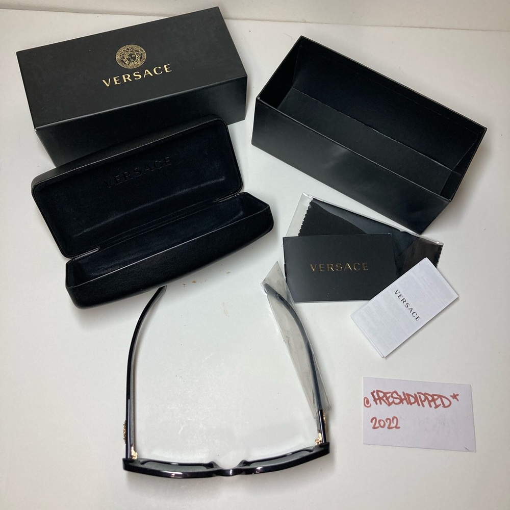 NWT WOMENS VERSACE SUNGLASSES VE4384B BLACK WITH HARD CASE & LENS CLOTH - Picture 4 of 14